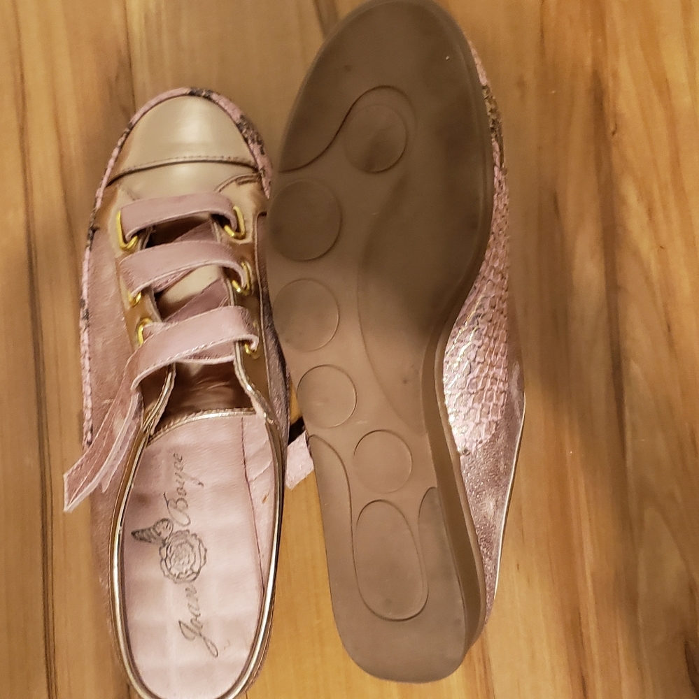 JOAN BOYCE SLIP ON SHOES/SNEAKERS/MULES SIZE 8.5 GOLD AND PINK - Picture 5 of 12